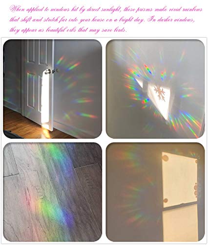 36 Piece Snowflake Anti-Collision Decals - Save Birds from Window Collisions, Reusable Vinyl Rainbow Christmas Winter Stickers