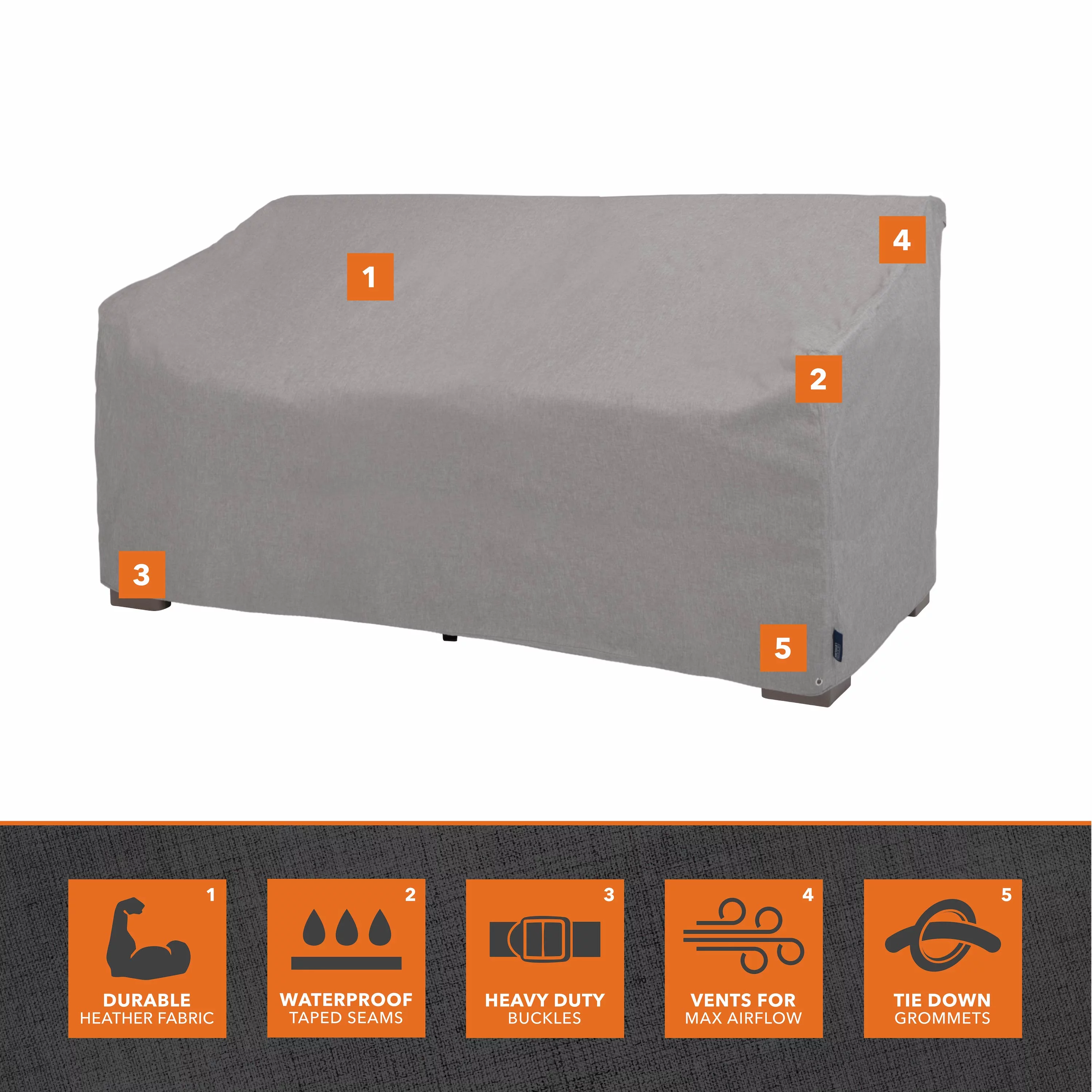 Modern Leisure Garrison Patio Loveseat Cover, Waterproof, Small, 55