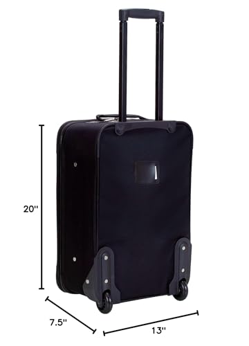 Rockland Fashion Softside Upright Luggage Set, Expandable, Kensington, Black and White, 2-Piece(14/19)