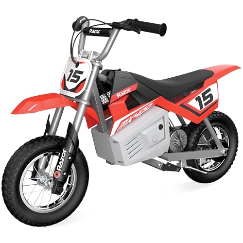 Razor MX400 Dirt Rocket Kids Electric Motocross Bike, 14 Mph, 60 Min Runtime, Ages 8+, Red