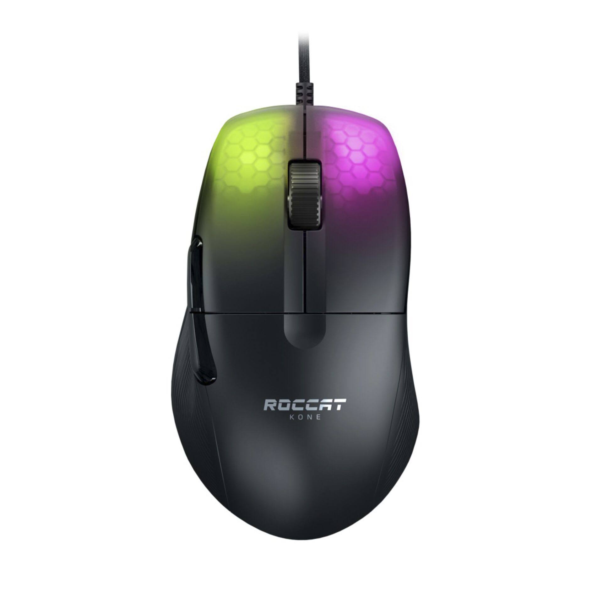 Roccat - Kone Pro Lightweight Performance PC Gaming Mouse with 19K dpi Optical Sensor, Aluminum Titan Wheel Pro u0026 RGB Lighti