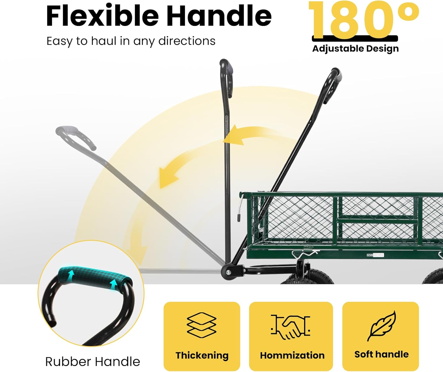 VIVOHOME Heavy Duty 880 Lbs Capacity Mesh Steel Garden Cart with Removable Sides and 4.10/3.50-4 inch Wheels (Black) and Heavy Duty 550 Lbs Capacity Mesh Steel Garden Cart with Removable Sides (Green)