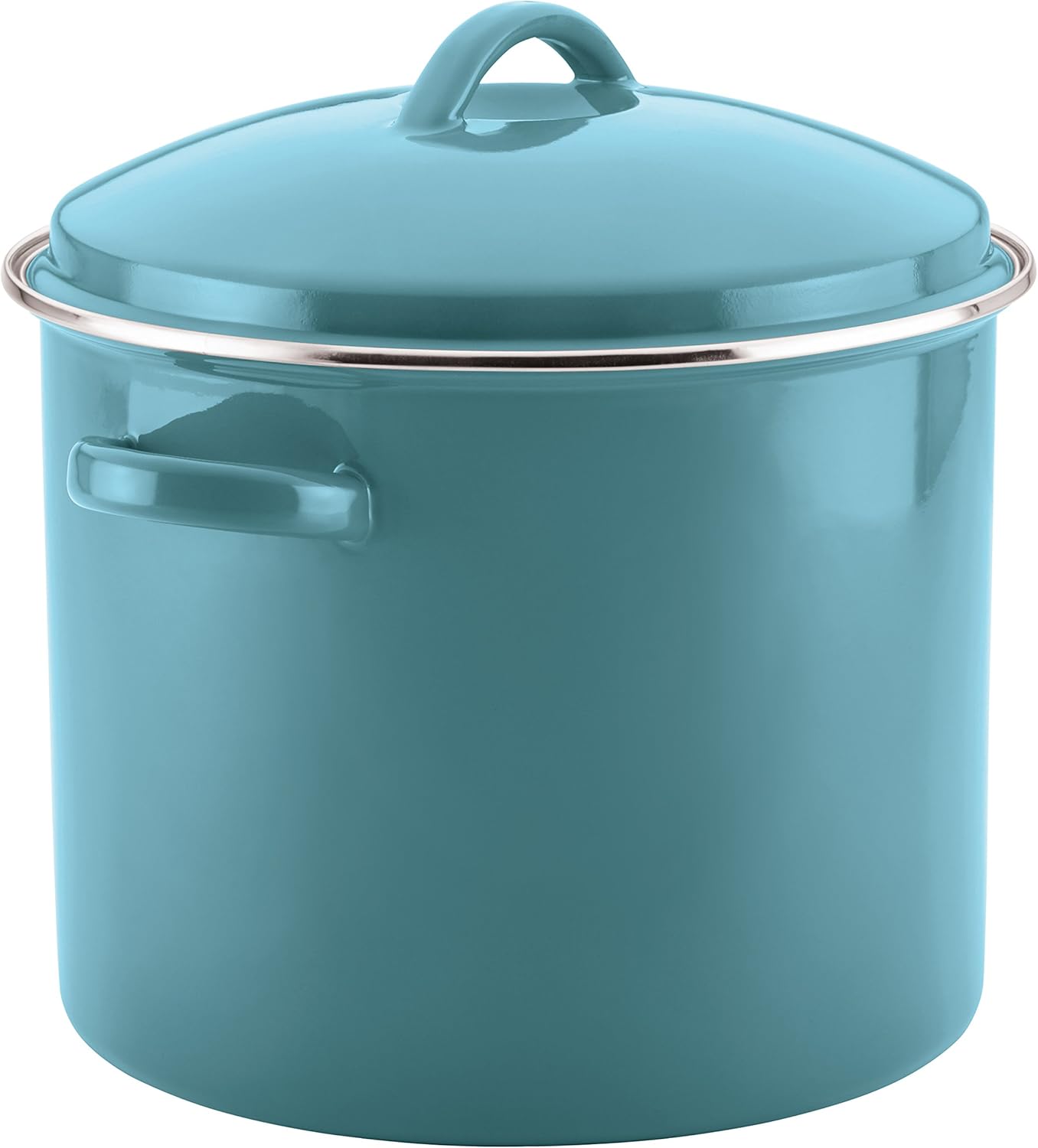 Farberware Enamel on Steel Stock Pot/Stockpot with Lid - 16 Quart, Aqua Blue