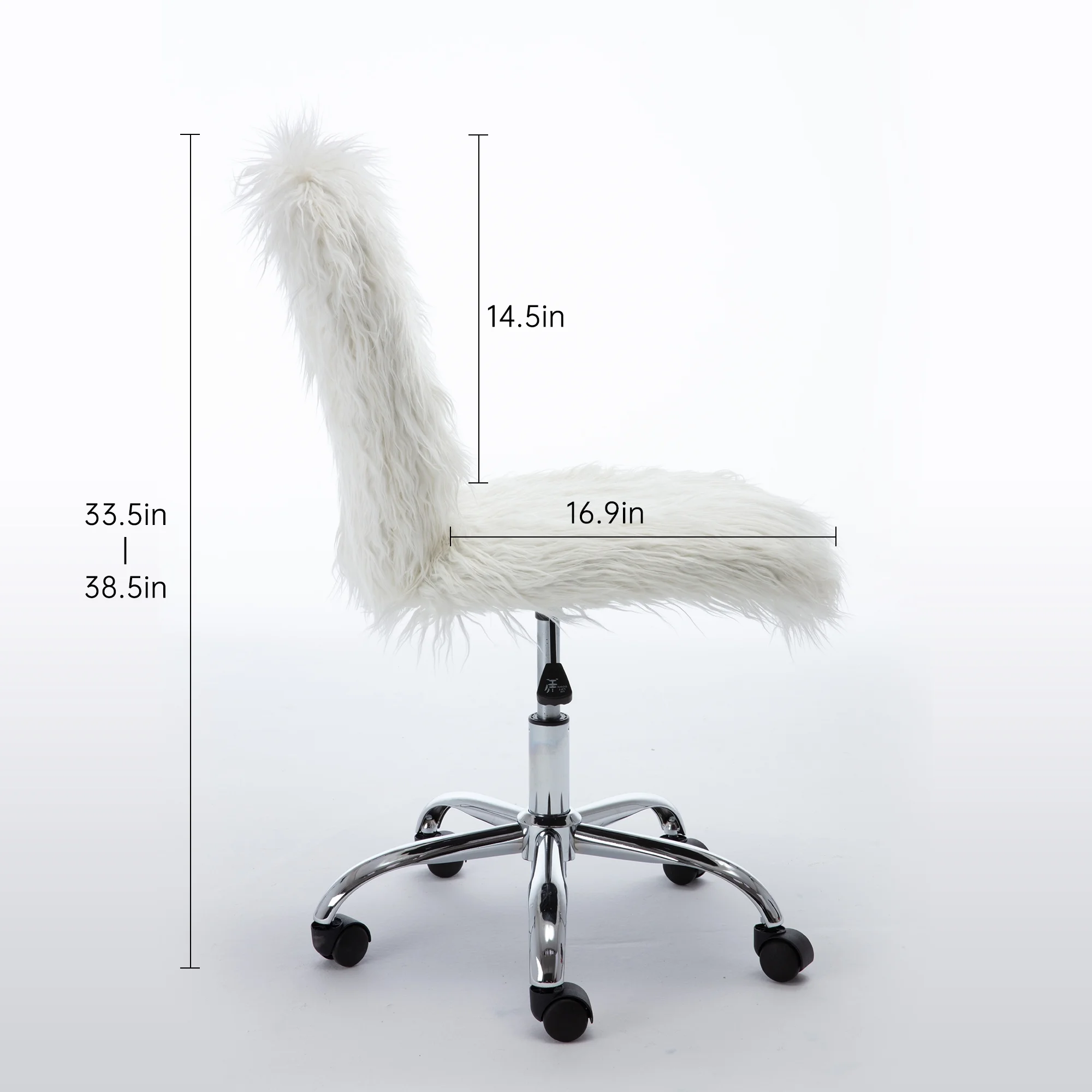 Mefine Vanity Armless Office Chair, Makeup Vanity Fluffy Chair,White