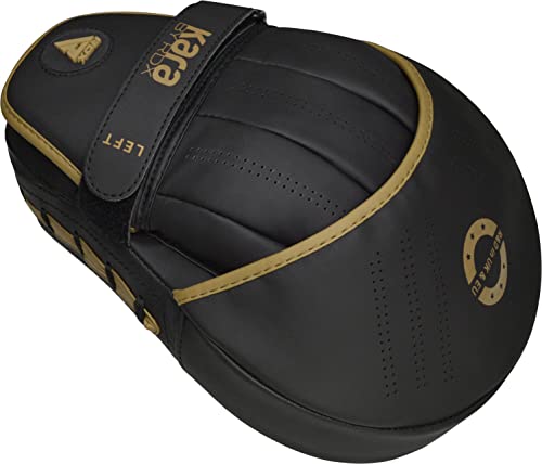 RDX Boxing Pads Curved Focus Mitts, Maya Hide Leather Kara Hook and jab Training Pads, Adjustable Strap Ventilated, MMA Muay Thai Kickboxing Coaching Martial Arts Punching Hand Target Strike Shield