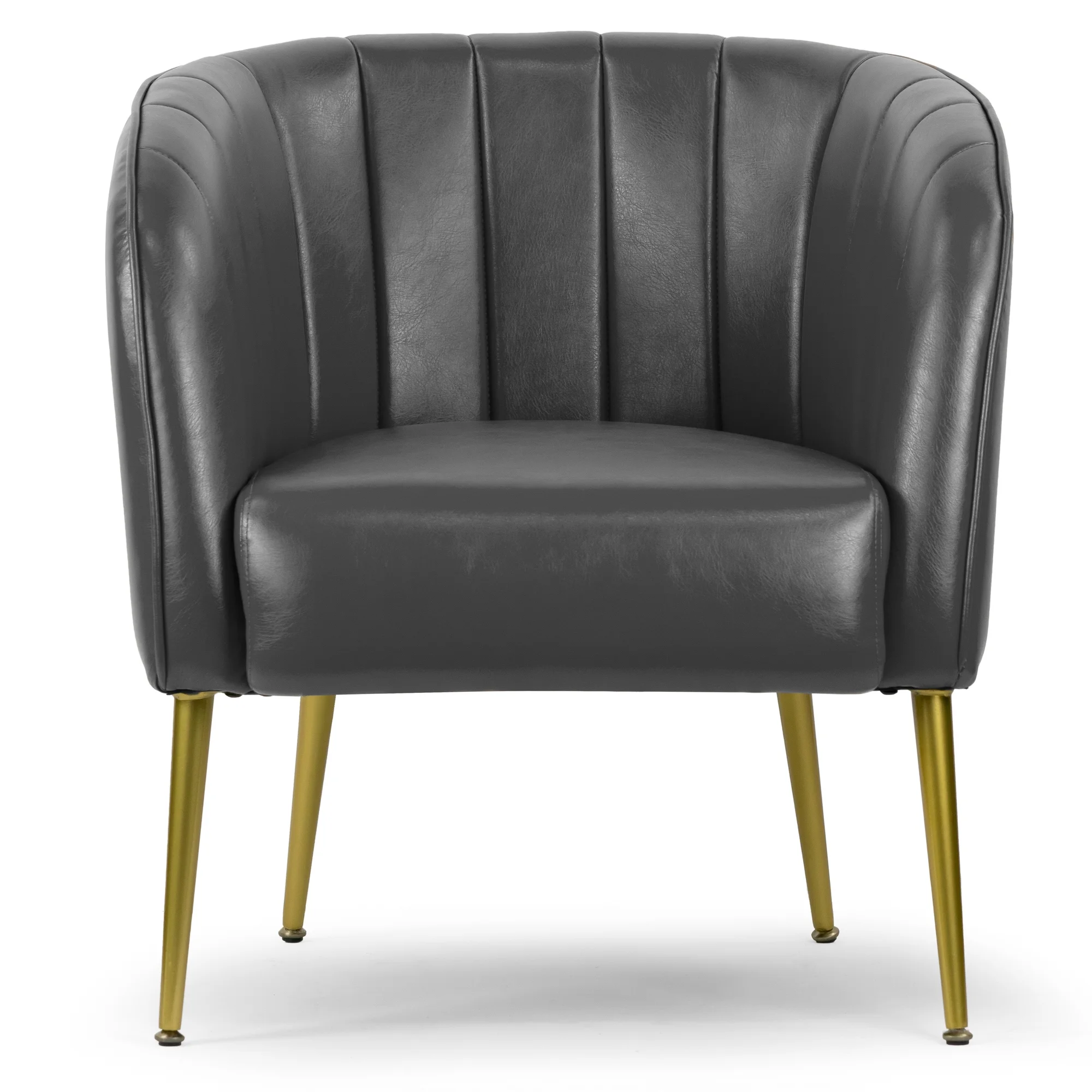 Avia Grey Faux Leather Accent Chair with Decorative Stitching