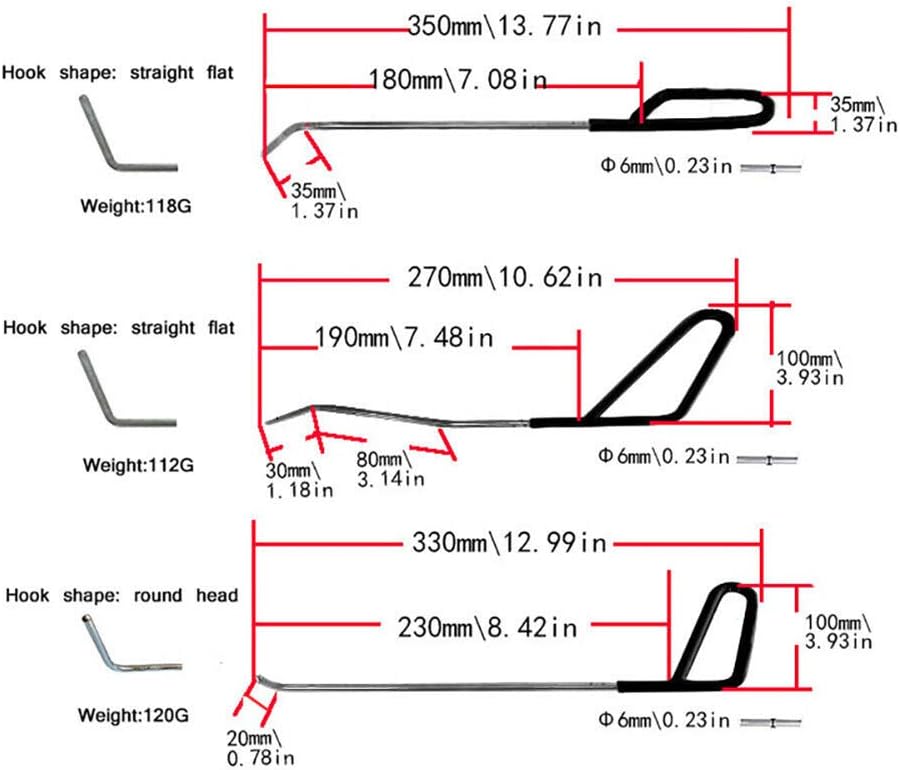 ihreesy Paintless Dent Repair Rod Tool Kit,6PCS Car Paintless Dent Removal Repair Rods Tool Hail Removal Dent Puller Tool Paintless Dent Repair