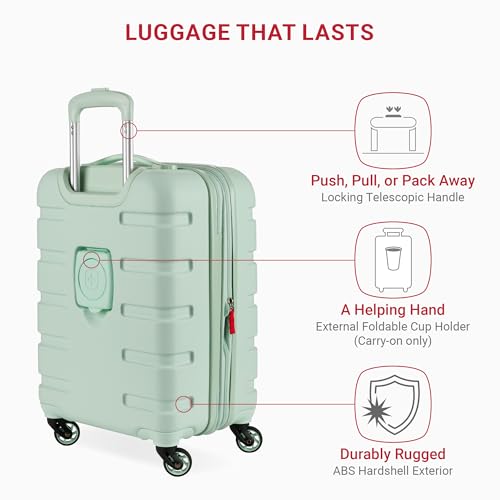 SwissGear 7366 Hardside Expandable Luggage with Spinner Wheels, White, Carry-On 19-Inch