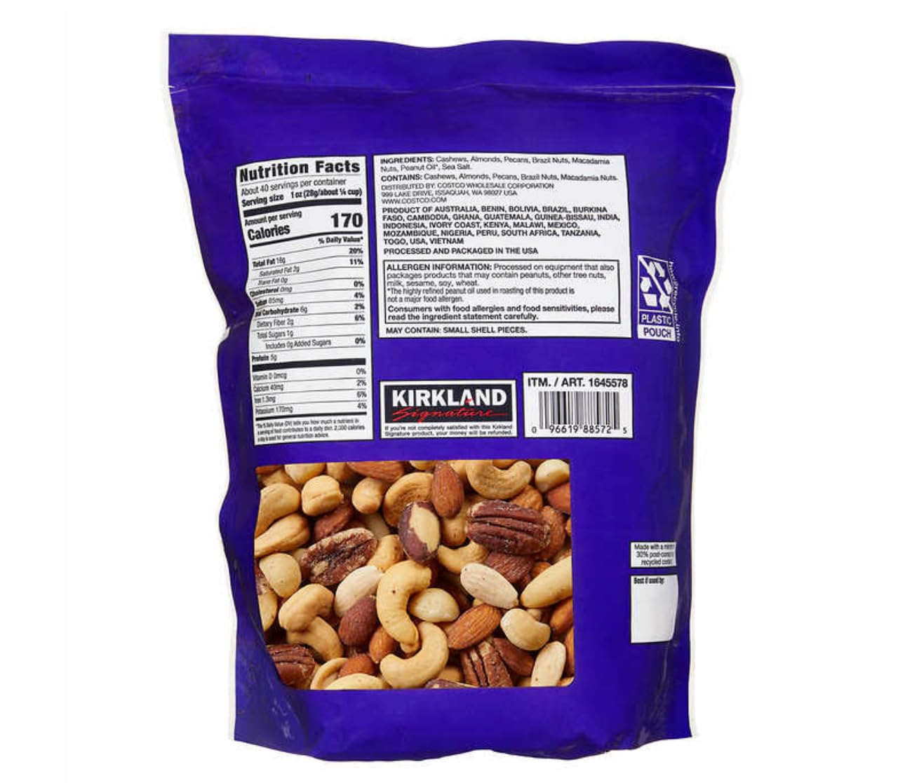 Generic Kirkland Signature Extra Fancy Mixed Nuts, Salted, 2.5 lbs