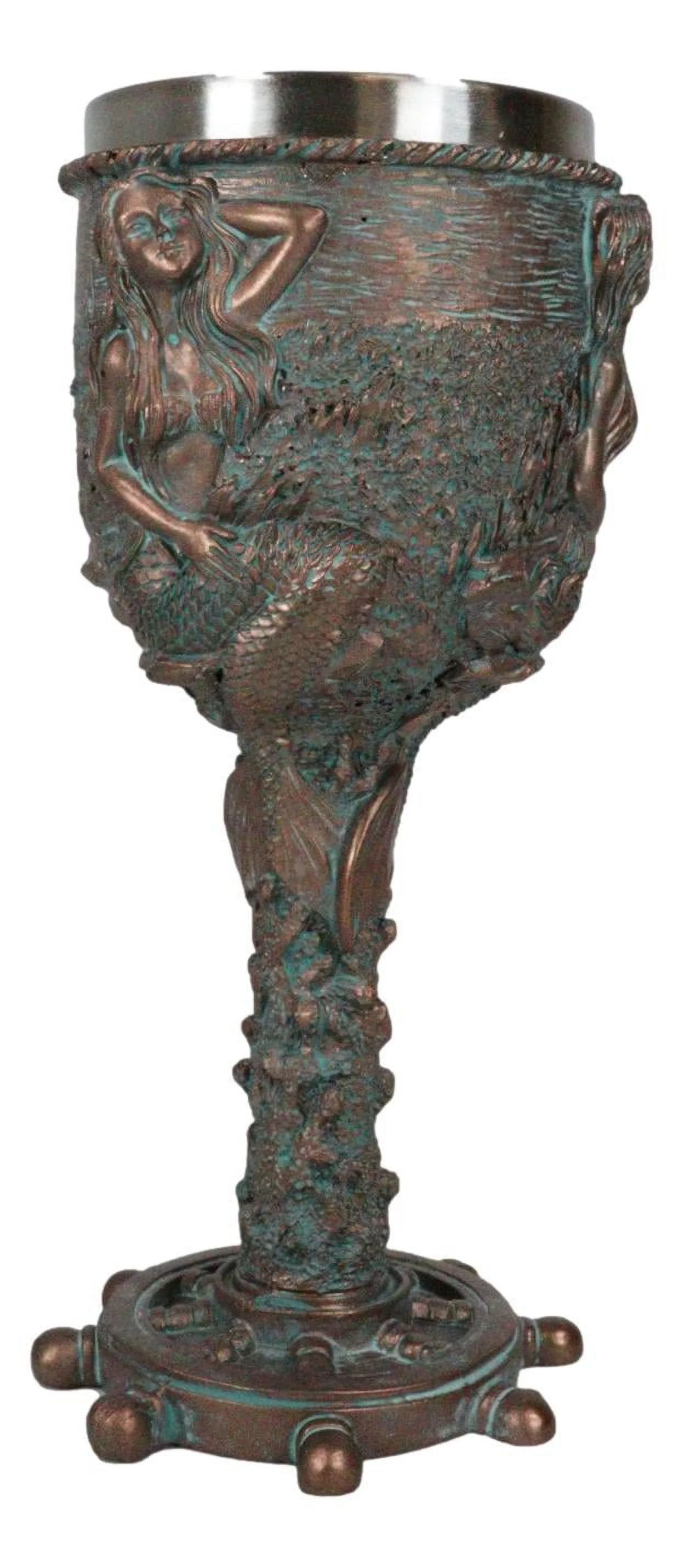 Ebros Nautical Sirens Of The Sea Rustic Mermaid Goblet 7.5