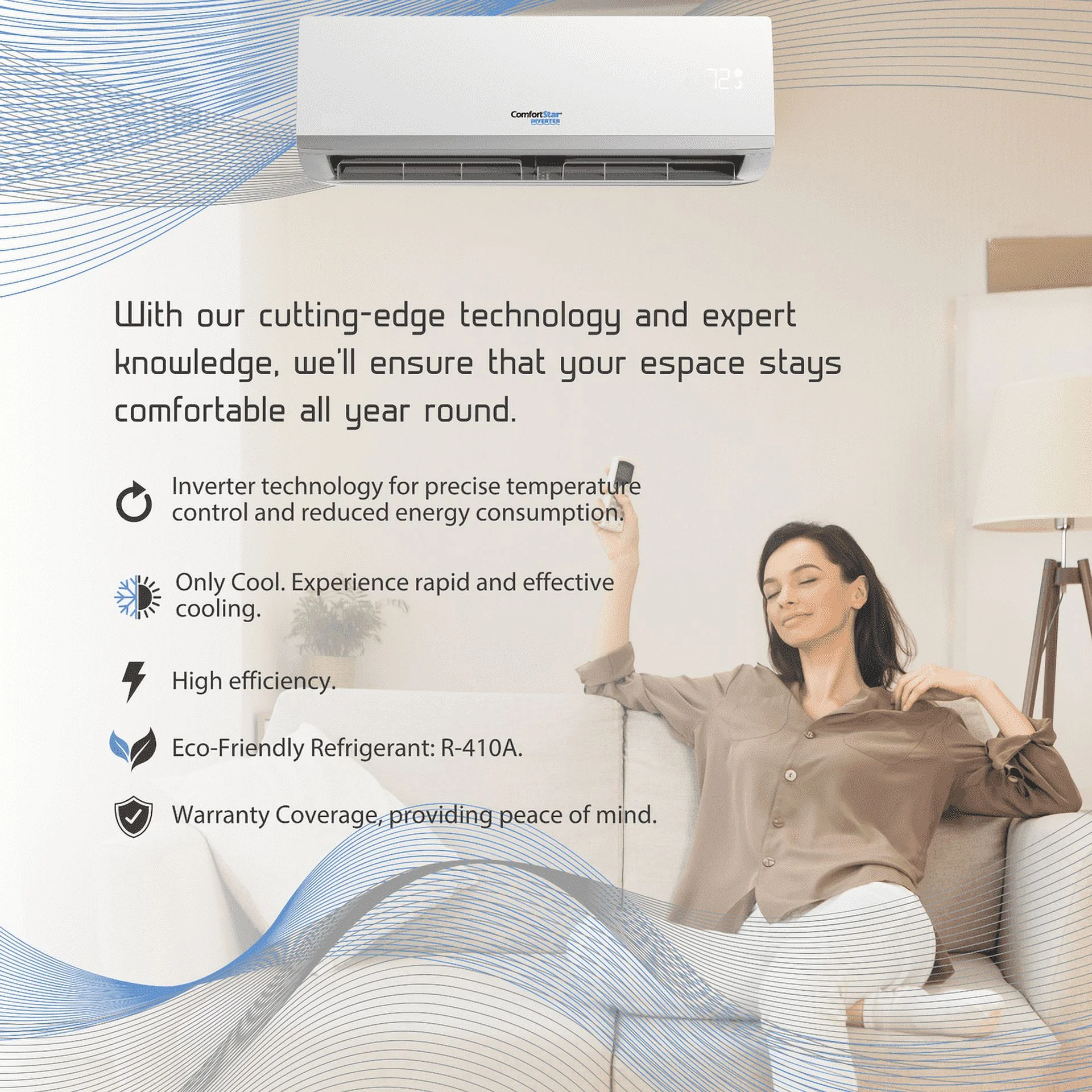 24,000 BTU 20 SEER2 Ductless Mini-Split Inverter+ Air Conditioner Only Cold System Full Set 220V.