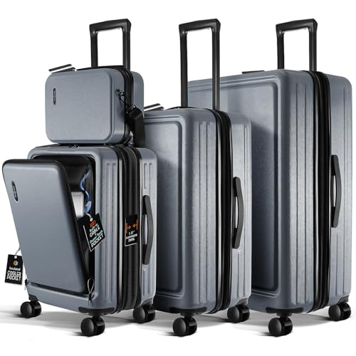 22 Inch Carry On Luggage 22x14x9 Airline Approved, Carry On Suitcase with Wheels, Hard-shell Carry-on Luggage, Durable Luggage Carry-On, Black Small Suitcase with Cosmetic Case