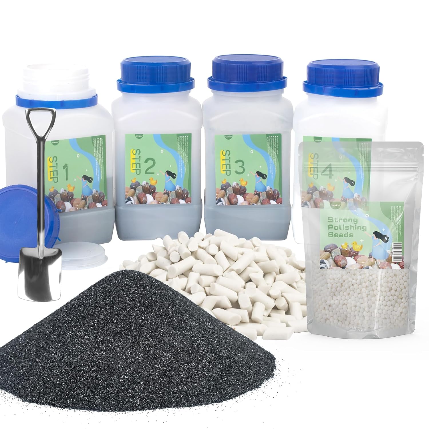 10 LBS Rock Tumbler Grit Set, Rock Tumbler Grit Refill Kit, Tumbling Media,4-Steps Supplies for Tumbling and Polishing Stones and Gems
