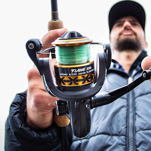 Piscifun Flame Spinning Reels, Lightweight 9+1BB Ultra Smooth Spinning Fishing Reels, 19.8LBs Max Drag, 2000, 3000, 4000, 5000 Series, Red & Blue