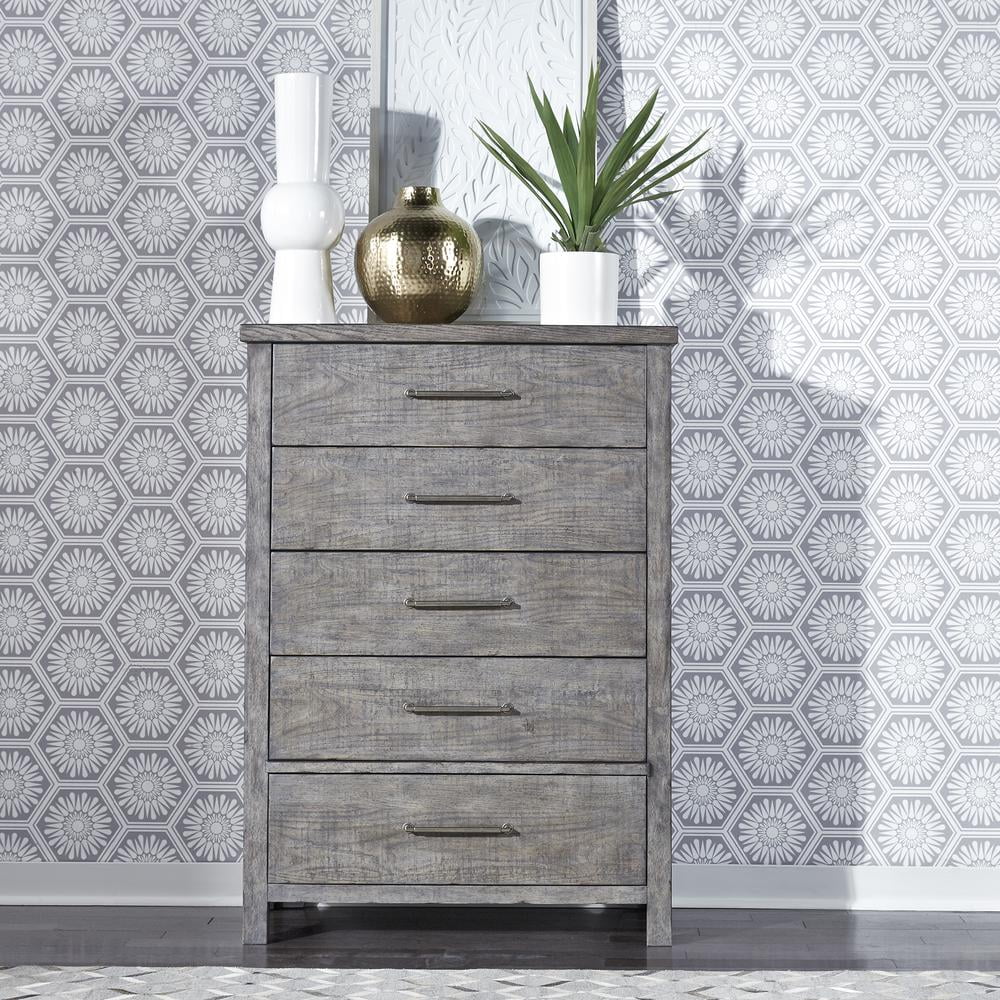 Modern Farmhouse Dark Gray 5 Drawer Chest