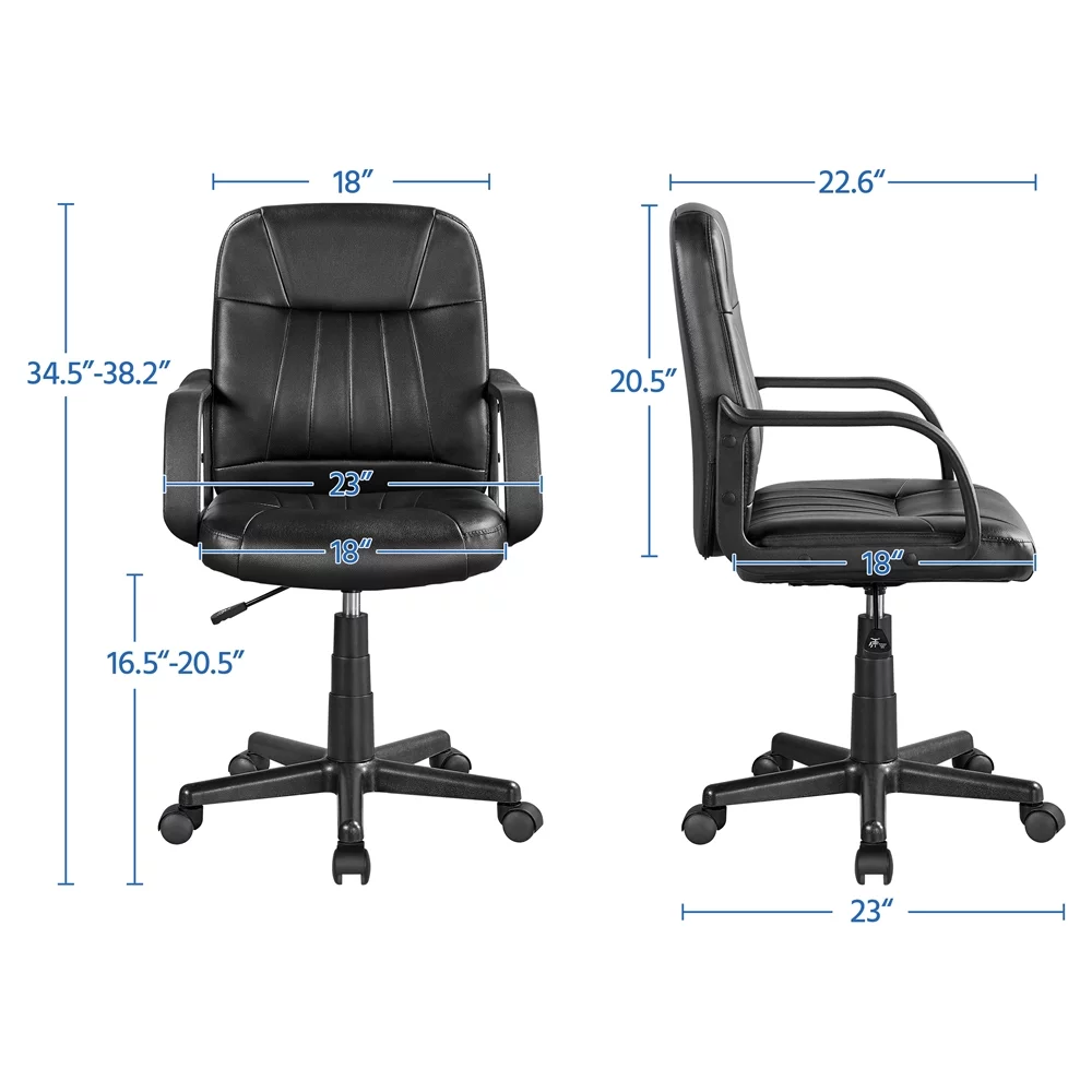 Yaheetech Adjustable Office Chair Swivel Chair Executive Artificial Leather Computer Chair 360°Rolling with wheels Ergonomic Essential Desk Chair with armrest