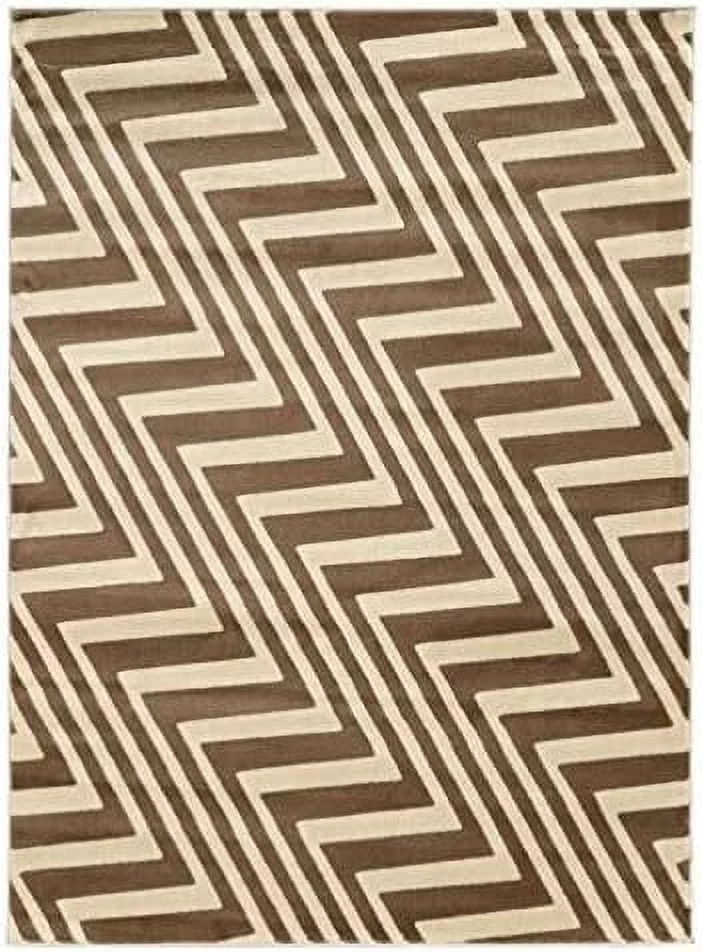 Hawthorne Collection 8' x 10' Zig Zag Rug in Ivory and Beige