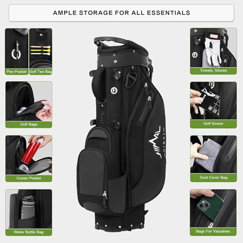 Lightweight Golf Stand Bag with 5 Way Full-Length Dividers, Semi-Concealed Stand, Folding Base, Adjustable Dual Straps and 8 Pockets