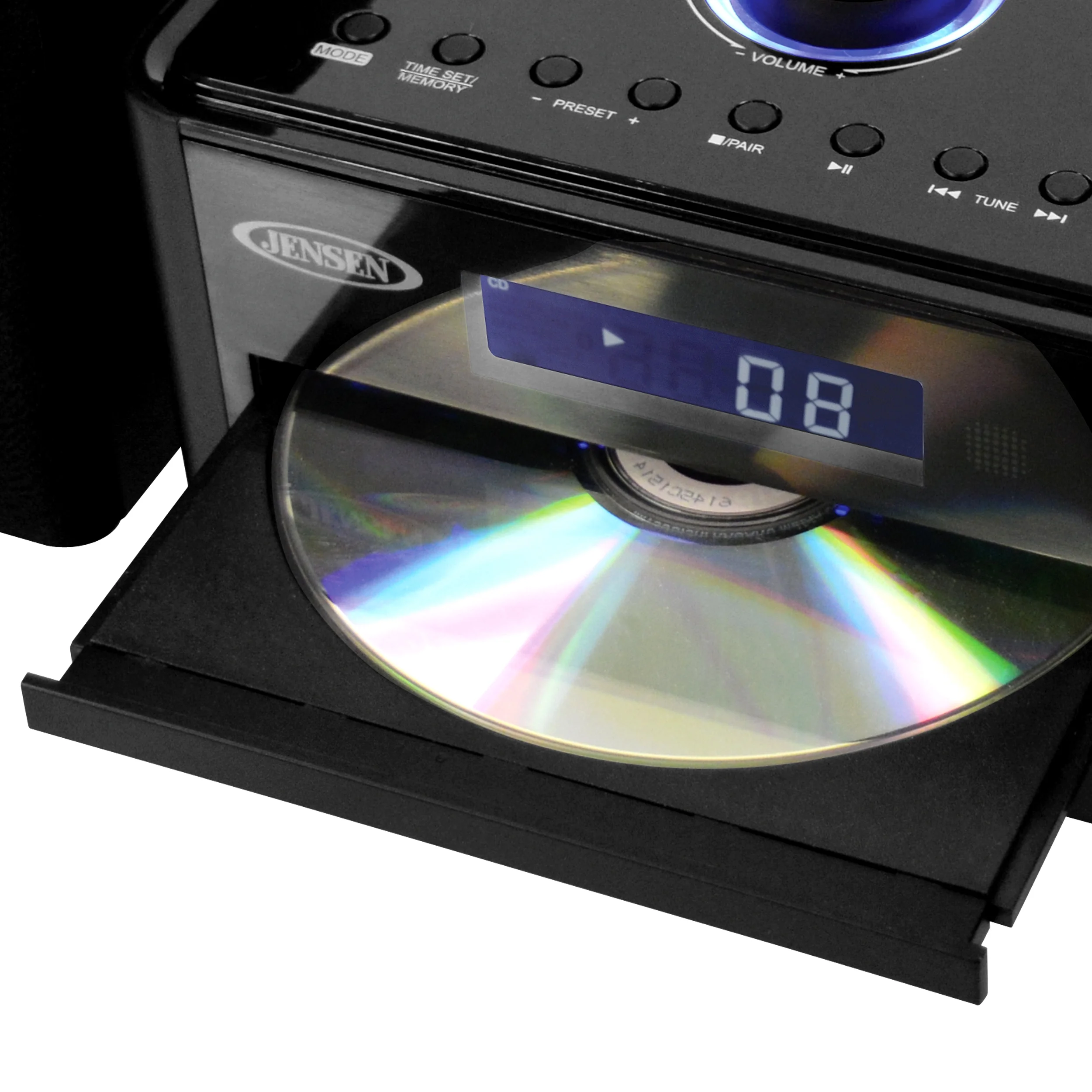 Jensen JBS-210 3-Piece Stereo 4-Watt-RMS CD Music System with Bluetooth, Digital AM/FM Receiver, 2 Speakers, and Remote