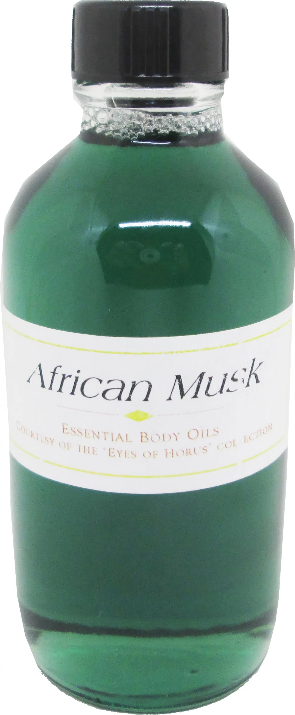 African Musk Scented Body Oil Fragrance [Regular Cap - Clear Glass - Green - 4 oz.]