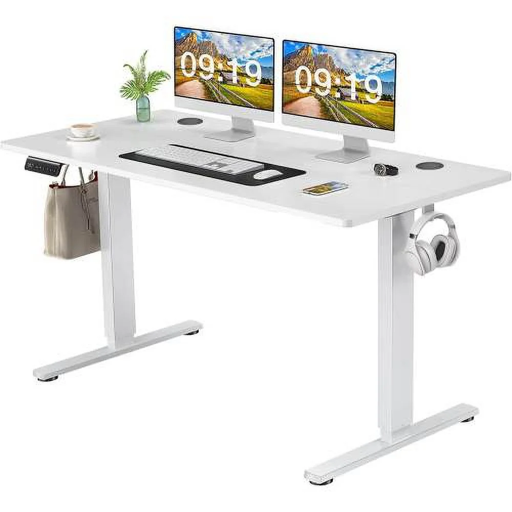 Electric Height Adjustable Standing Desk,Sit to Stand Ergonomic Computer Desk,White,55'' x 24