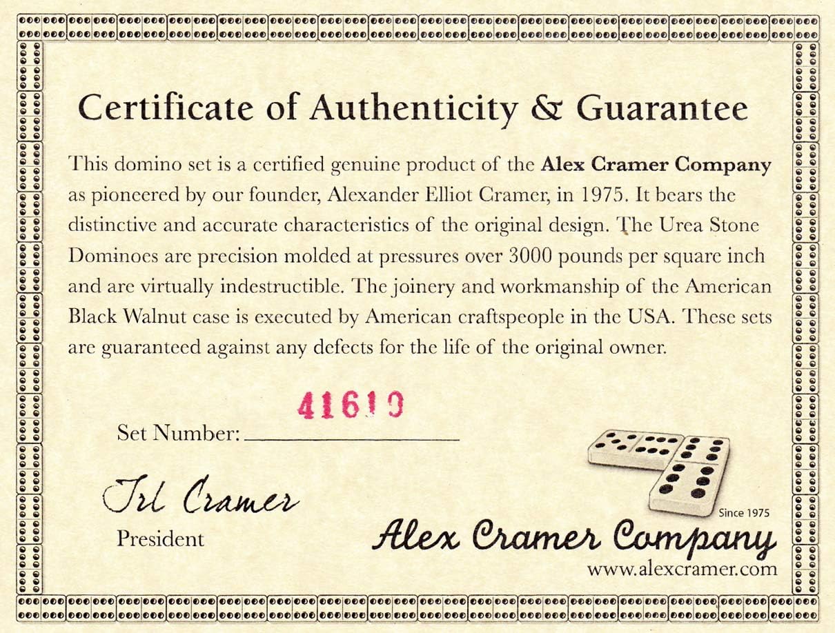 Le Club Luxury Domino Set with Handcrafted Walnut Case and Cribbage / Counter Top - Tournament Quality 28 Indestructible (Domino Set with Brass Plate)