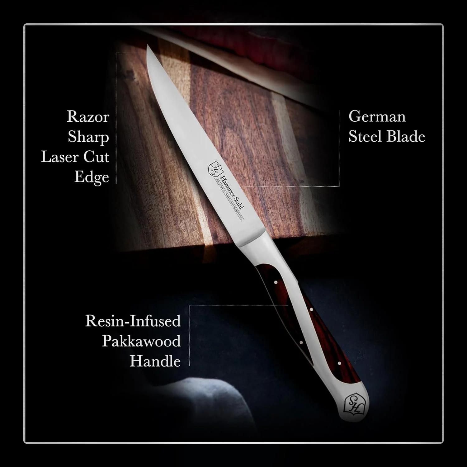 Steakhouse Series | High Carbon German Steel Stainless Steel Knife Set | Steak Knives Set Of 4 With Robust Quad- Pakkawood Handle | 5-Inch Professional Balanced Non-Serrated Cutlery