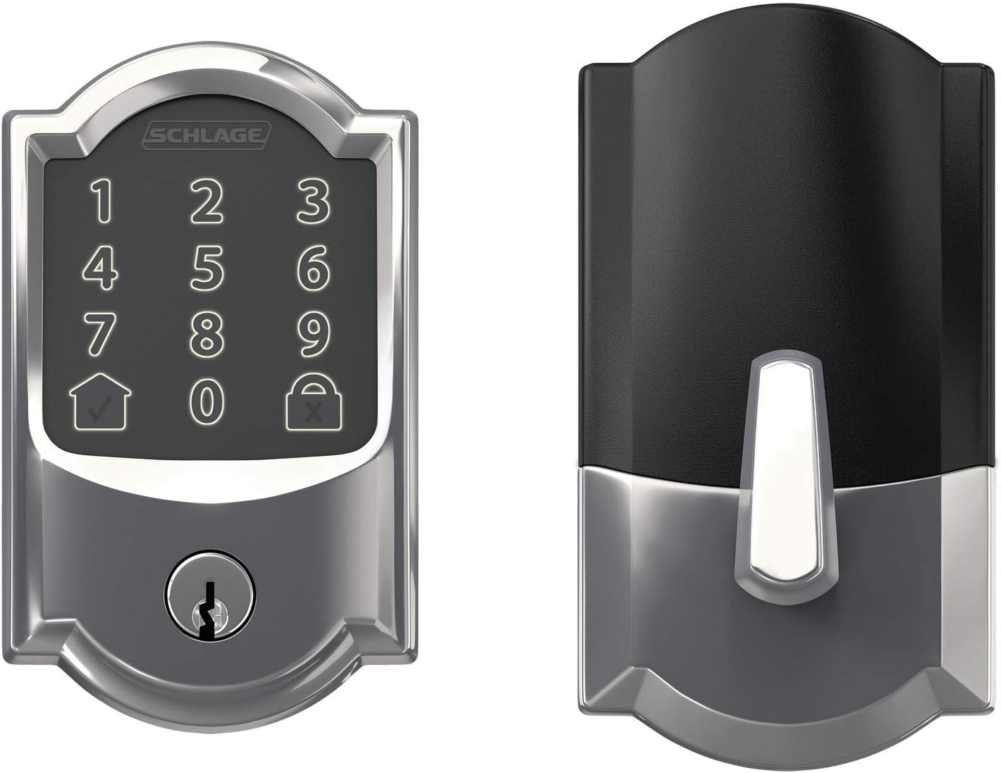 Schlage Encode Smart WiFi Deadbolt with Camelot Trim In Bright Chrome