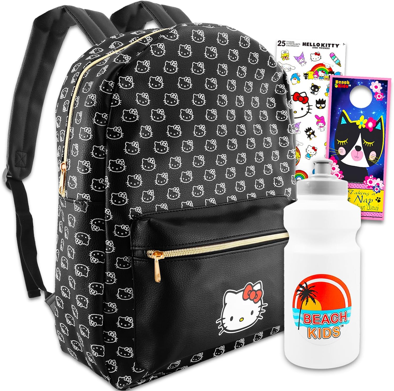 Hello Kitty Faux Leather Backpack for Women - Bundle with 16