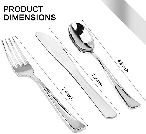 M MCIRCO 175 Piece Gold Dinnerware Set - 50 Gold Rim Plastic Plates - 25 Gold Plastic Silverware - 25 Gold Plastic Cups - 25 Gold Paper Napkins, 25 Guest Disposable Gold Dinnerware Set