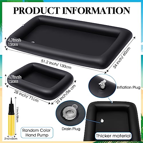 Leitee 4 Pcs Inflatable Ice Tray Serving Bar Buffet Set 2 Pcs Food Umbrella Mesh Covers Tent 2 Pcs Cold Food Cooler Buffet Server for Outdoor Salad Beverage Picnic Pool Party Supplies(Black)