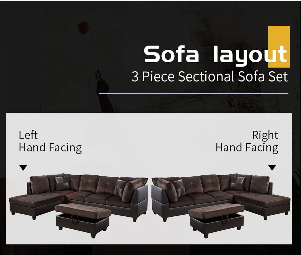 PonLiving Furniture Gazel 103.5'' Sectional Sofa with Storage Ottoman, Right Hand & Left Hand Facing PonLiving Gazel 103.5'' Sectional Sofa with Storage Ottoman, Right Hand & Left Hand Facing