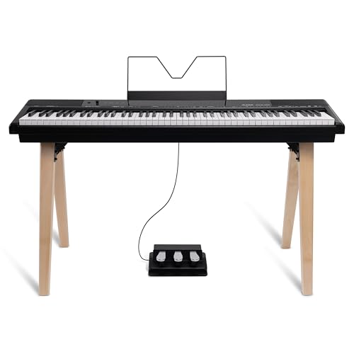 Alesis Recital Home Digital Piano with 88 Hammer Action Weighted Keys, Stand, Pedals and Lessons, Turquoise