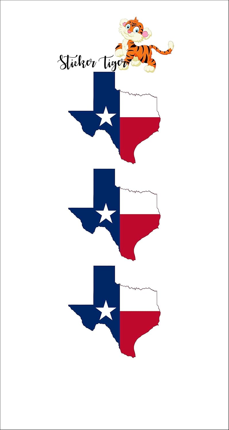 3 - Texas Shaped TX Flag Map Hard Hat Biker Helmet Stickers Decal