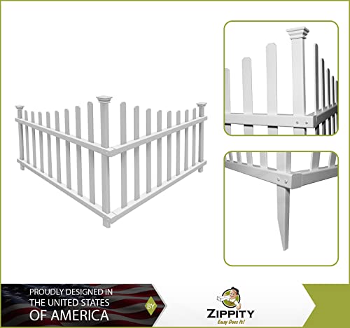 Zippity Outdoor Products ZP19007 No Dig Vinyl Corner Picket Unassembled Accent Fence, 40