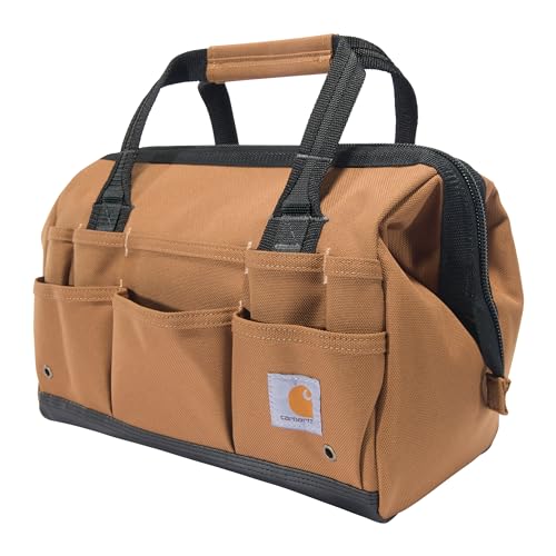Carhartt Onsite Tool Bag, Durable Water-Resistant, Tool Storage Bag, Heavyweight, 14-Inch 26 Pocket, Carhartt Brown