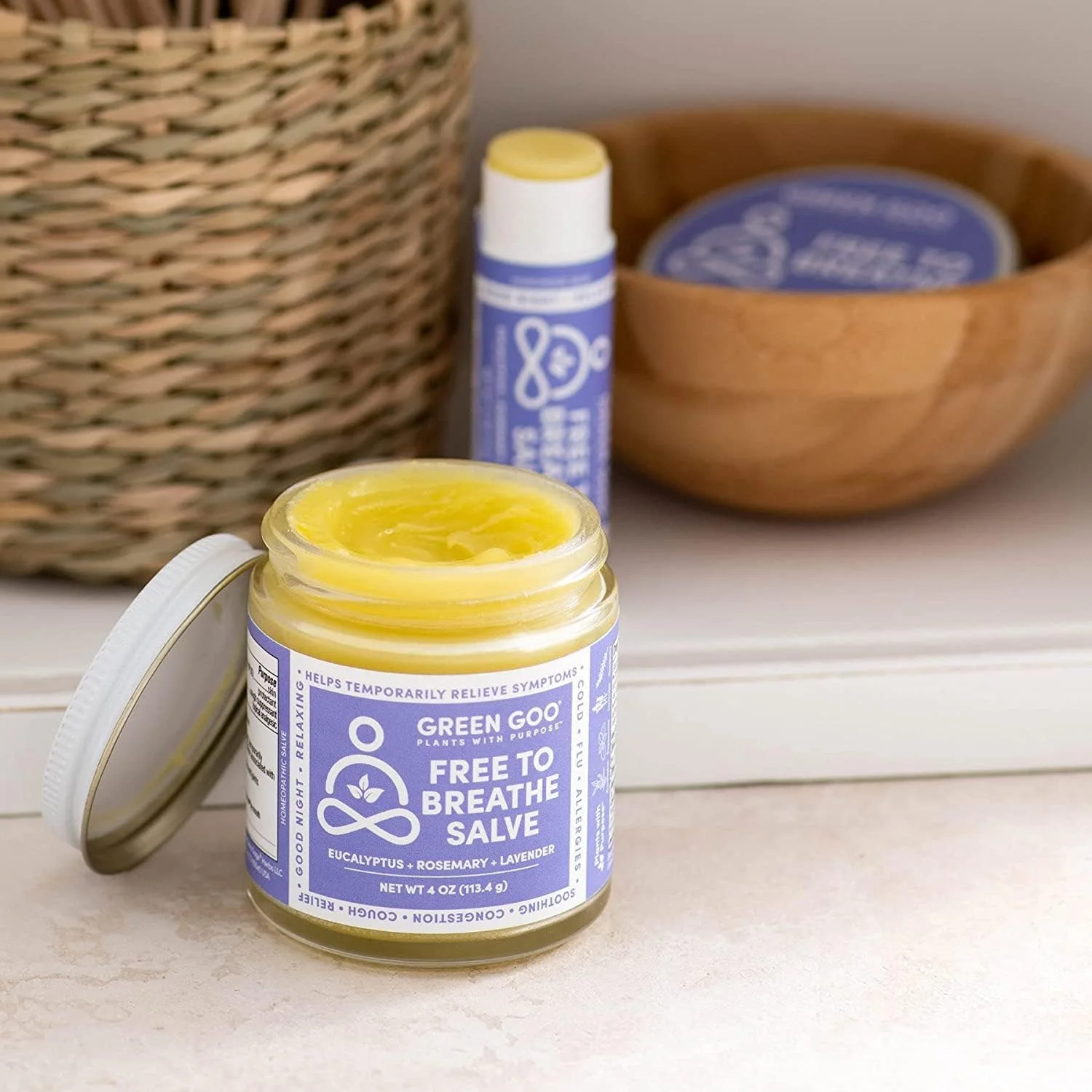 SIERRA SAGE HERBS Green Goo Free to Breathe Sinus Congestion Salve with Eucalyptus - Jar - 4 oz.