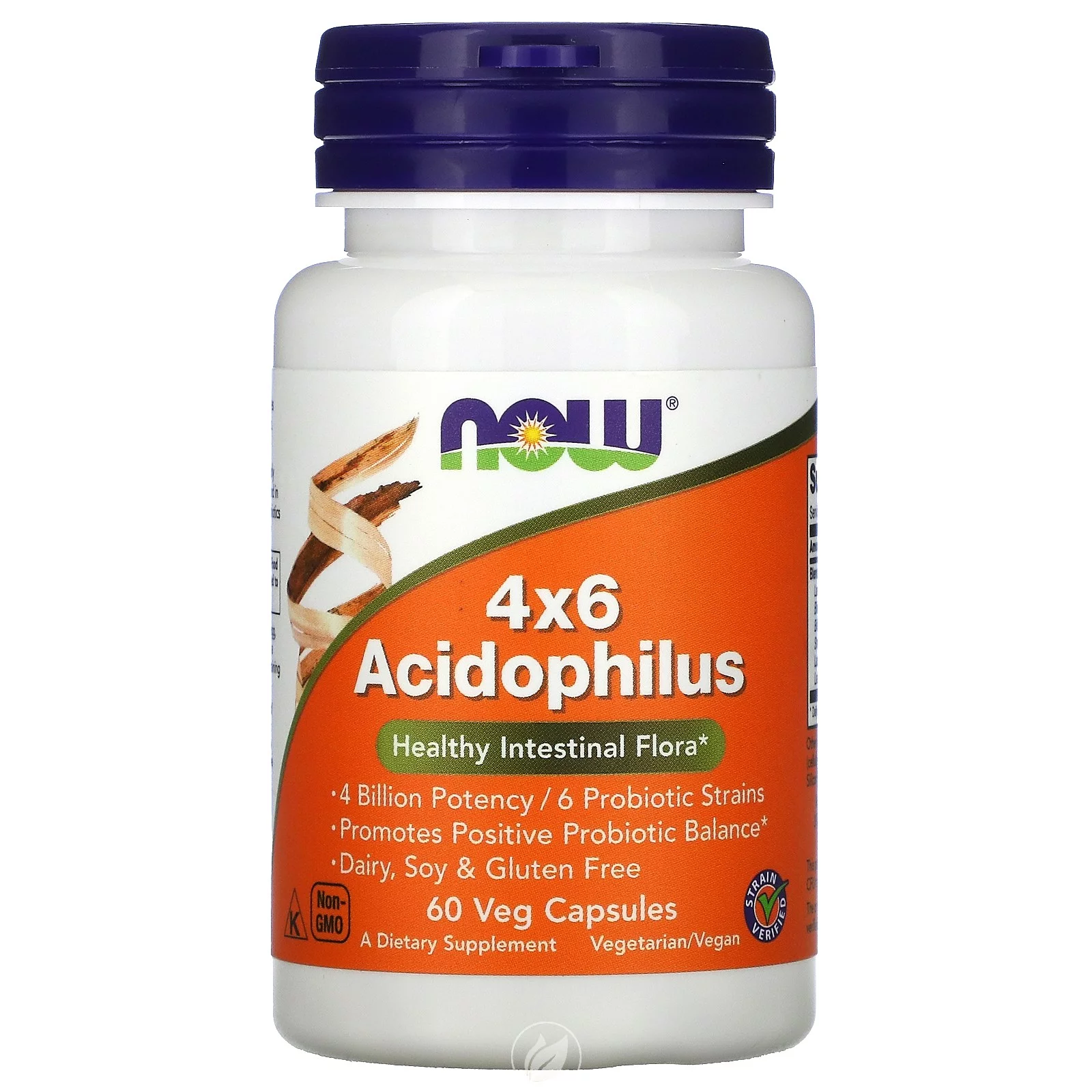 (4 Pack) NOW Supplements 4X6 Acidophilus 60 Vcaps