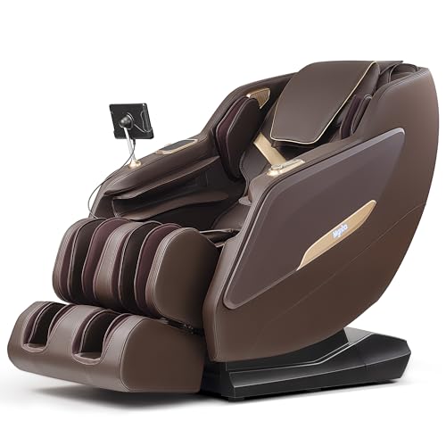 MYNTA 2025 Massage Chair Full Body, Zero Gravity SL Track Full Body Massage Recliner Chairs with Calf Heating, Thai Strectch, M1820 Brown
