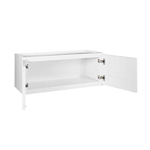 Brookings Shaker Unassembled Bridge Wall Kitchen Cabinet W3018, 30 W x 12 D x 18 H, Painted White with Sherwin Williams®, Solid Wood – Design House, 561662