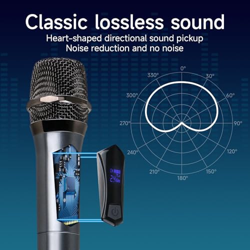 Wireless Karaoke Microphone dynamic Mic Up160ft range handheld plug-and-play design rechargeable Compatible with karaoke machines and PA systems Ideal for party、church Singing and other scenarios