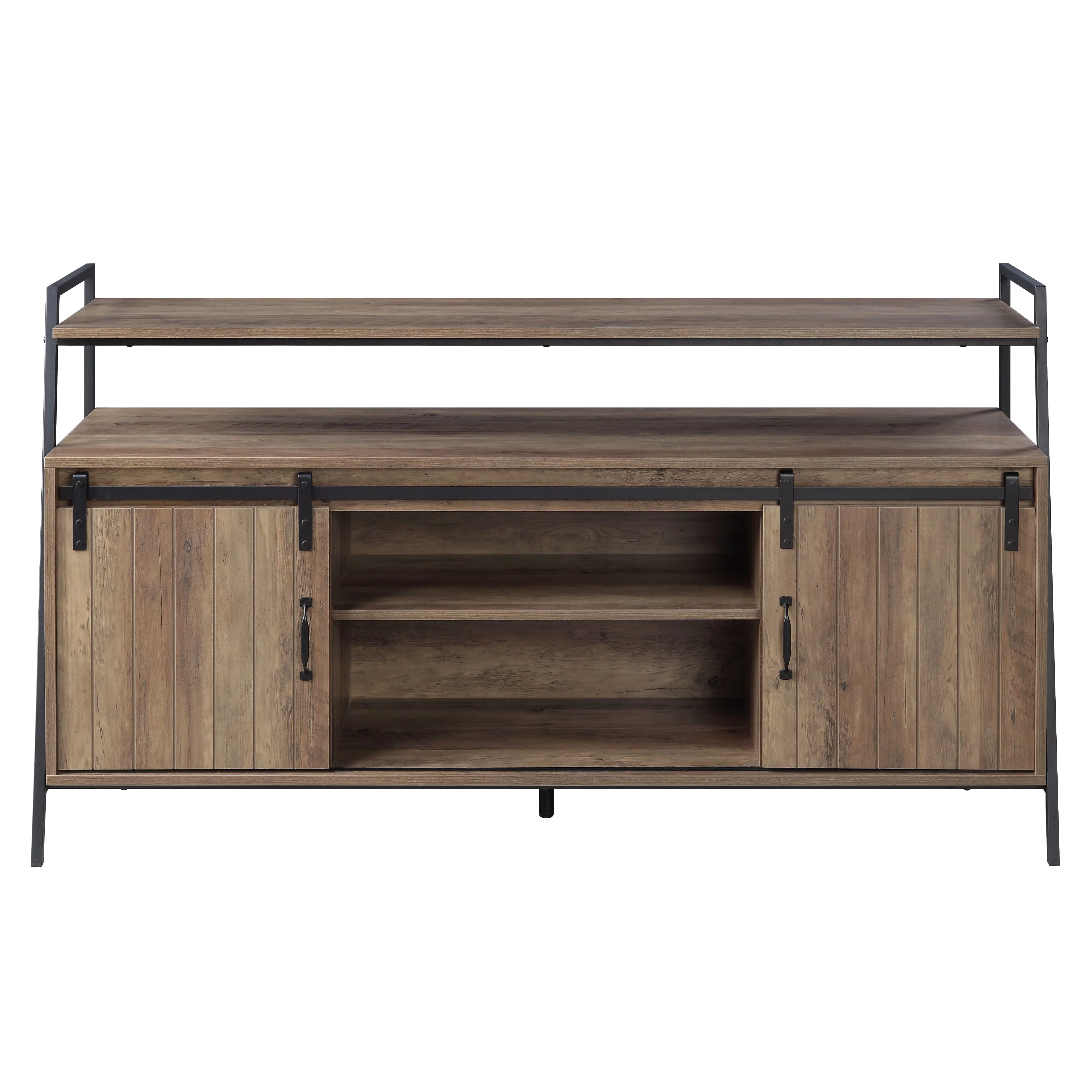 ikayaa Rashawn TV Stand , Rustic Oak & Black Finish