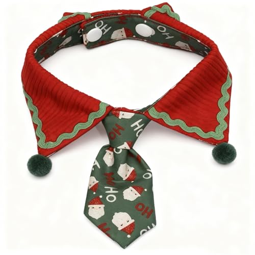 Christmas Dog Scarf Bandana Bow Tie, Adjustable 14-17 Inch Pet Neckerchief for Small Medium Dogs & Cats, Festive Bowtie Scarf for Xmas Holiday Party & Family Photos