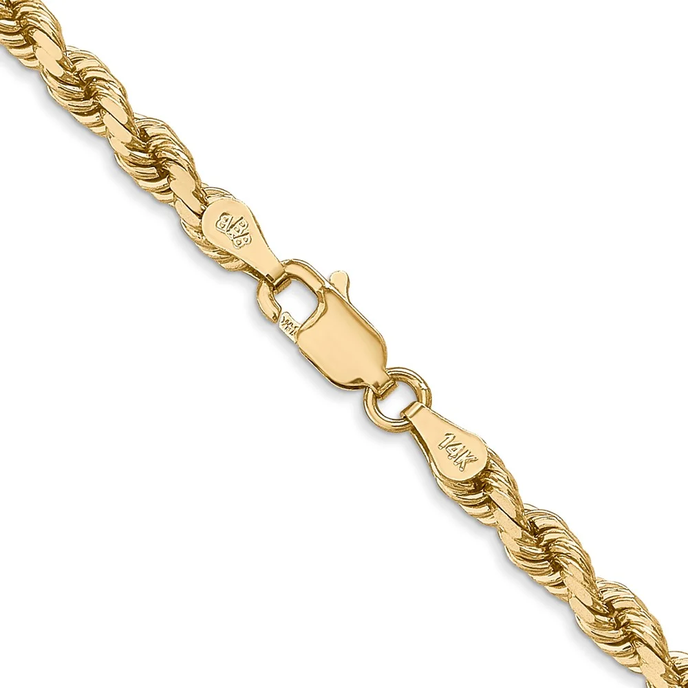 Primal Gold 14 Karat Yellow Gold 4mm Diamond-cut Rope with Lobster Clasp Chain