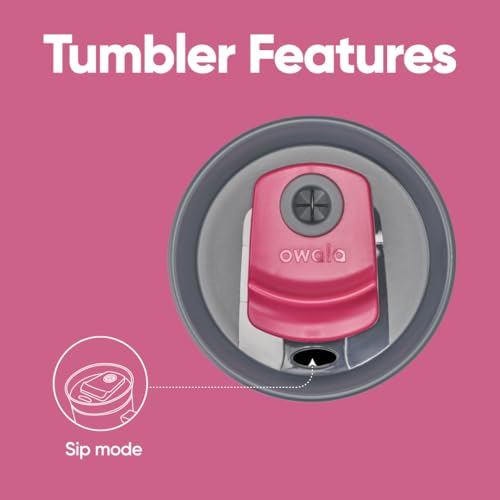 Owala Stainless Steel Triple Layer Insulated Travel Tumbler with Spill Resistant Lid, Straw, and Carry Handle, BPA Free, 40 oz, Dusty Pink (Yoga Rose)