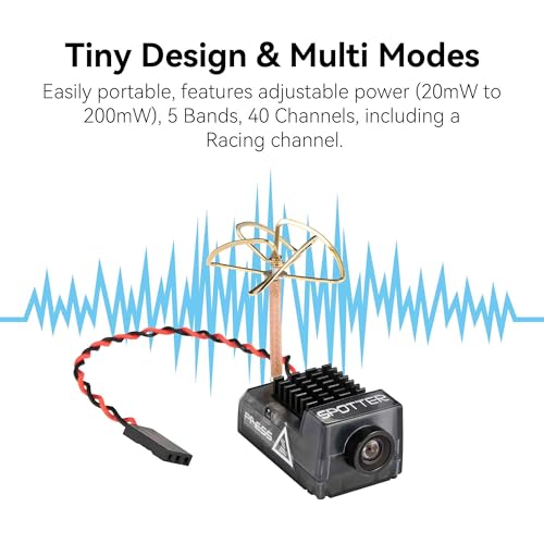 RunCam Spotter V2 FPV Camera and Transmitter Kit, 5.8G Micro AIO Cam, OSD, Integrated Mic, FOV170 Degree 700TVL, 40CH, 20MW-200MW Adjustable