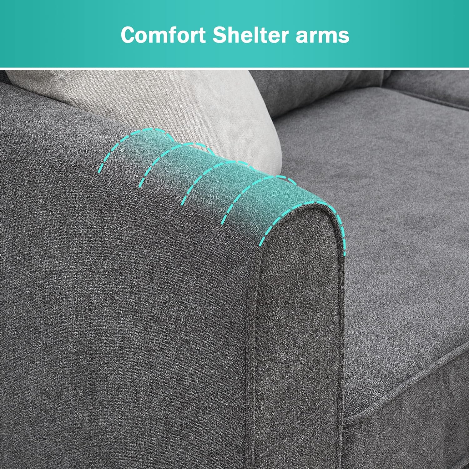 Harper & Bright Designs L-Shape Living Room Set, Modern Upholstered Sectional Sofa, Home Furniture Couch Set with 3 Pillows, Sectional Sofa Couch, Gray