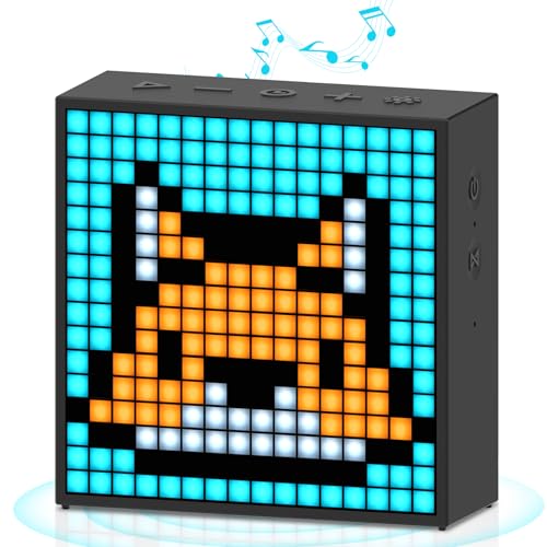 Divoom TimeBox Evo -- Pixel Art Bluetooth Speaker with 16x16 LED Display APP Control - Cool Animation Frame & Gaming Room Setup & Bedside Alarm Clock- Black