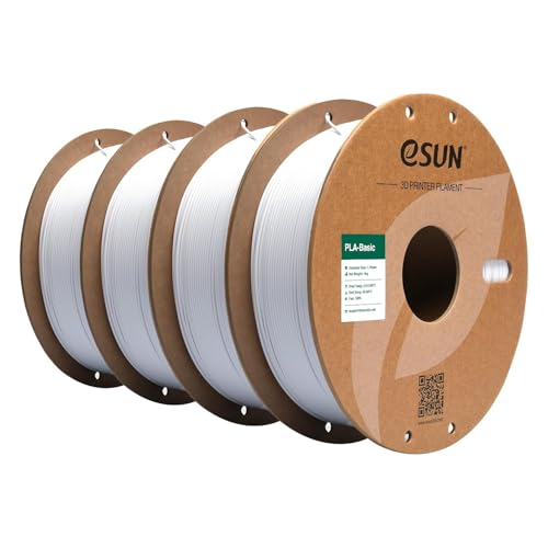 eSUN PLA Basic Filament 1.75mm, 3D Printer Filament High Speed PLA for Fast Printing, 1KG Spool, 4 Spools 3D Printer Filament, Cold White