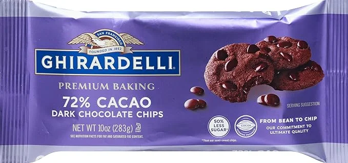 GHIRARDELLI 72% Cacao Dark Chocolate Premium Baking Chips, Chocolate Chips for Baking, 10 OZ Bag